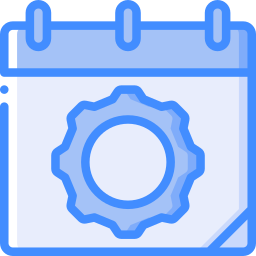 Icono de revisión y mantenimiento con calendario y engranaje