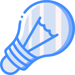 Icono de electricidad con bombilla, símbolo de instalaciones eléctricas seguras